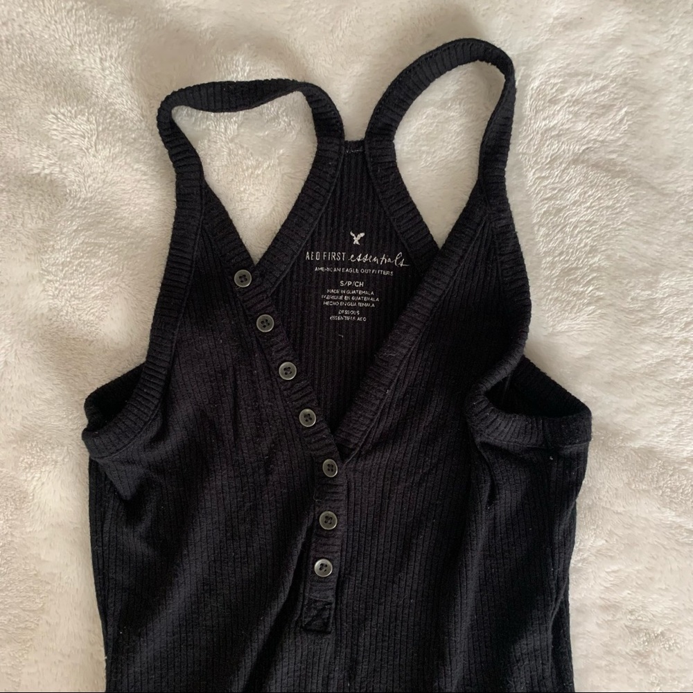 American Eagle Black Button Detail Bodysuit S